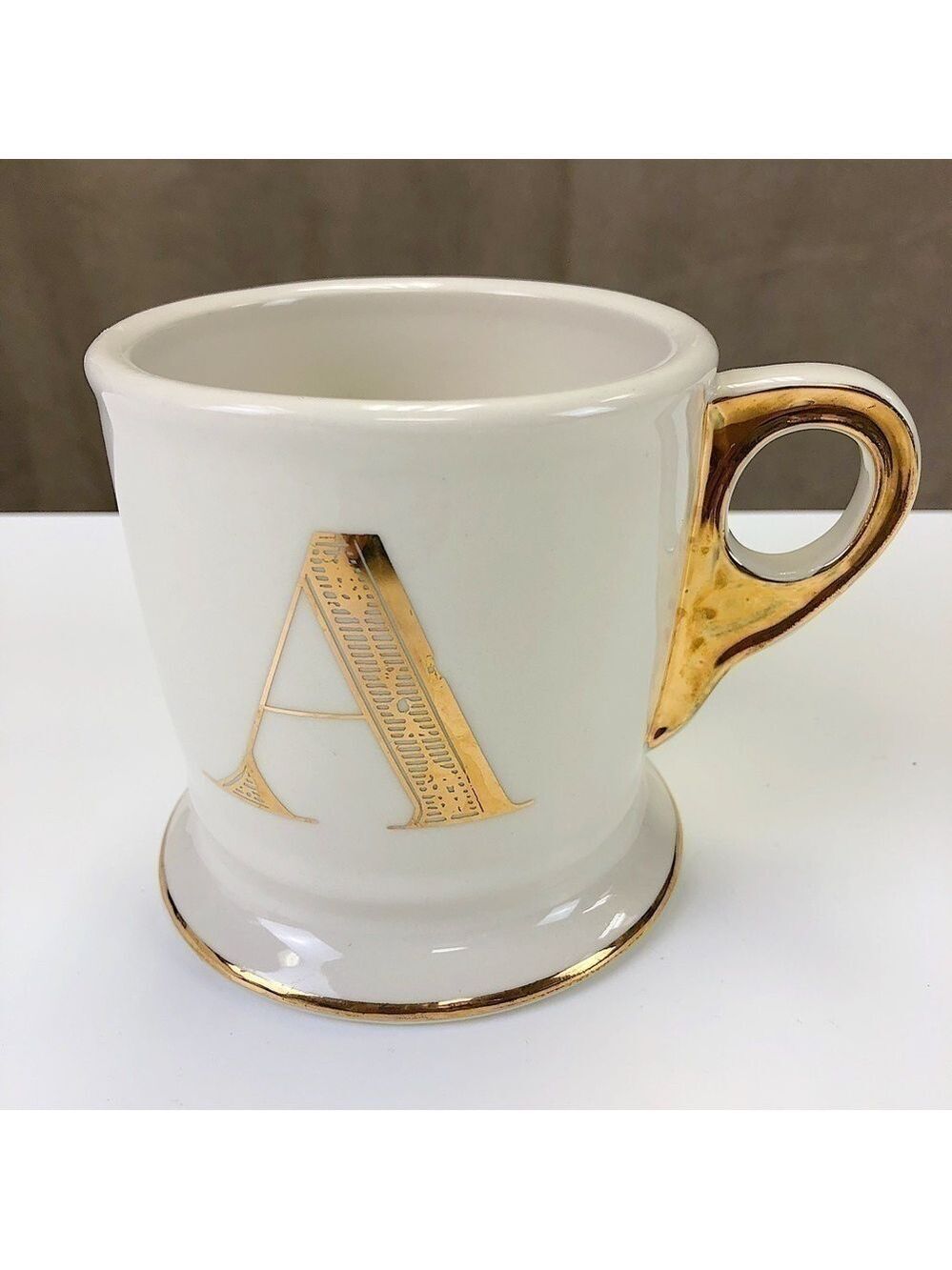 Anthropologie Gold Monogram Letter Mug Letter A